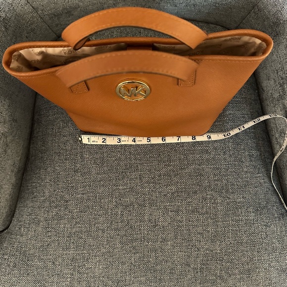 Michael Kors Caramel Saffiano Leather Mini Tote with Gold MK Emblem - Picture 5 of 7